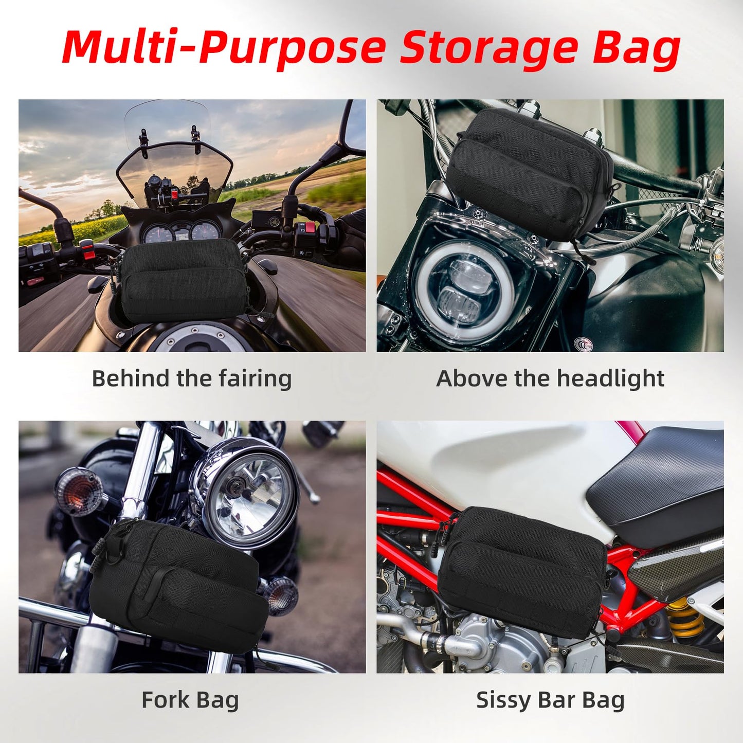 OFIG Universal Motorcycle Handlebar Bag, Bike Handlebar Bag, Fit for Motorbike Dirt Bike Bicycle Snowmobile Quad ATV