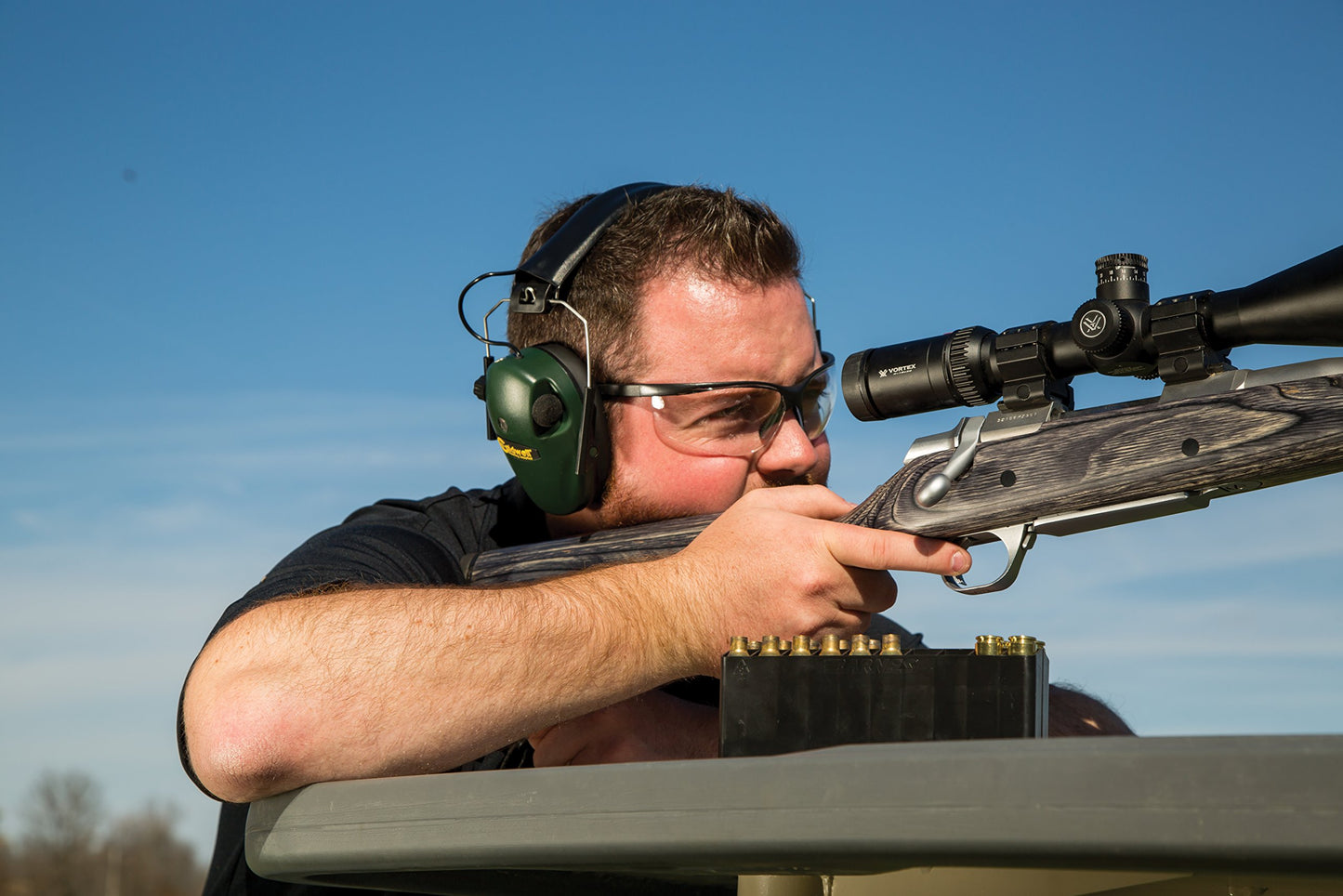 Caldwell Adjustable Pro Range Glasses with Clear Lenses and Black Frame for Outdoor, Range, Shooting, Competition and Hunting