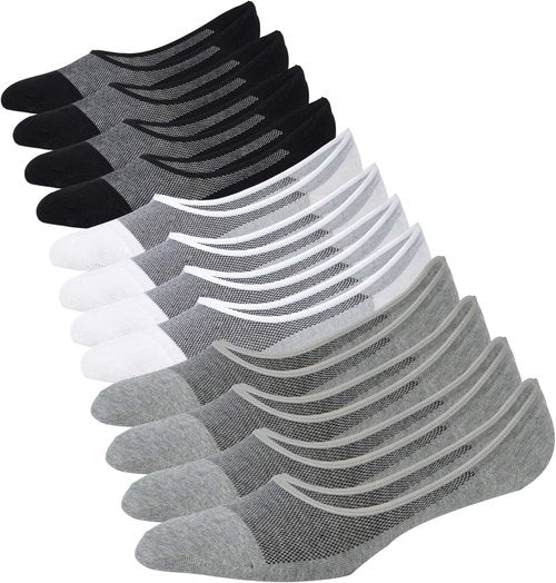 Jormatt No Show Socks for Men - Low Cut Cotton Loafer Sneakers with Non-Slip Grips