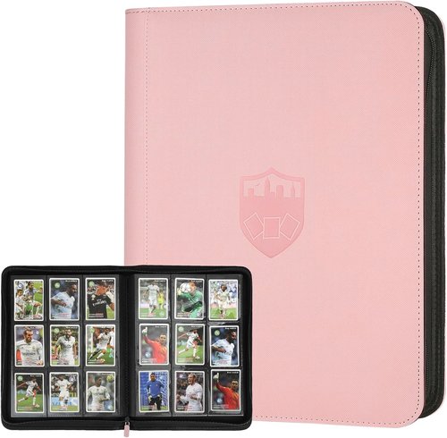 GERMUN Trading Card Binder - 9 Pocket Premium Card Holder for 360 Cards | Double-Sided Album (Pink)