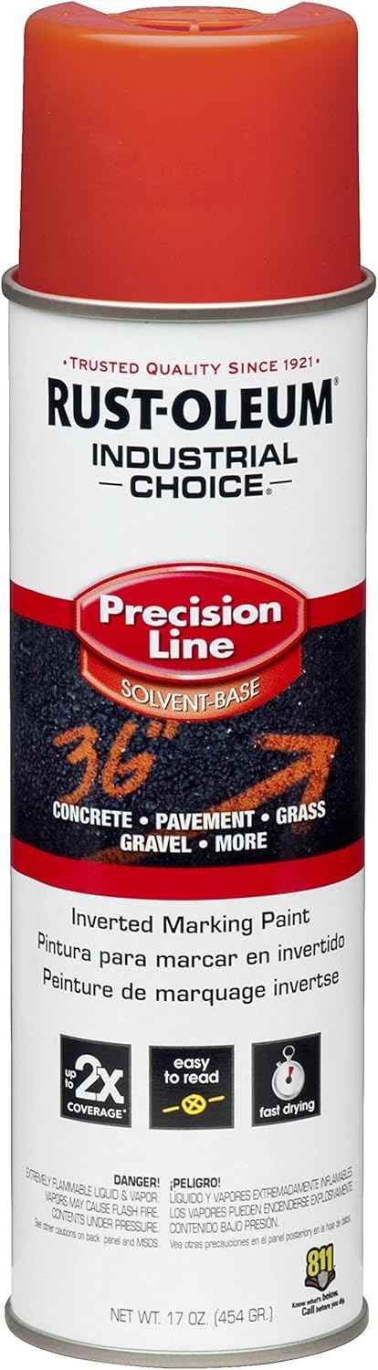 Fluorescent Orange Marking Spray Paint - Rust-Oleum 12 Pack, 17 Oz Inverted Solvent-Based