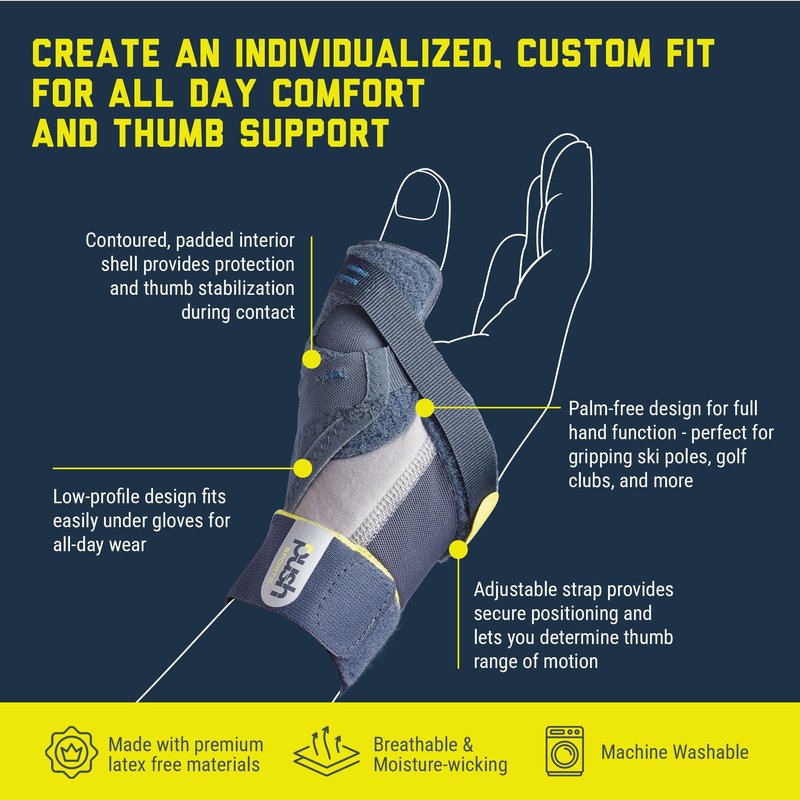 Push Sports Thumb Brace - Stabilizes Skier's Thumb, Optimizes Function (Right Medium)