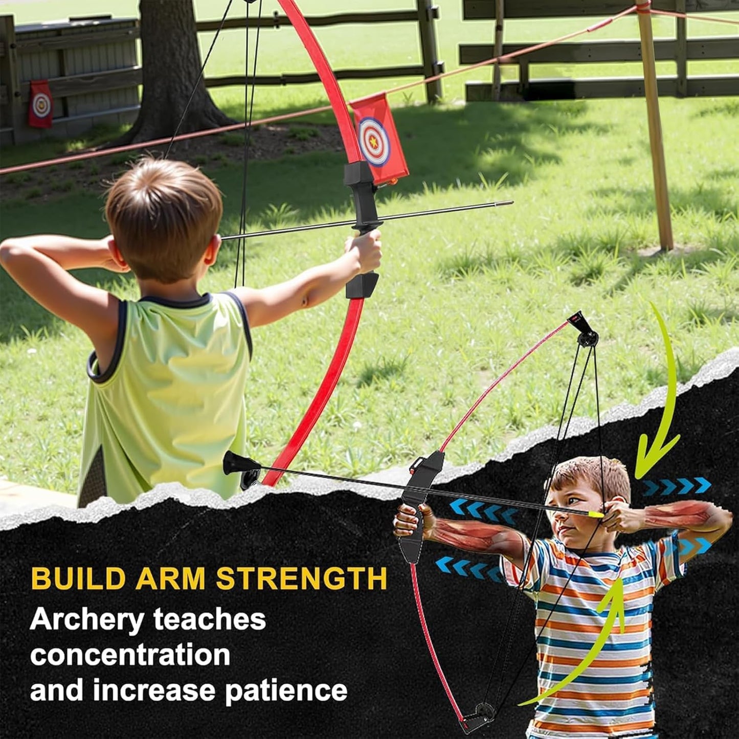Skiennix Youth Compound Bow and Arrow Set - Beginner Archery Kit for Kids Ages 8-12 | Perfect Outdoor Play Gift