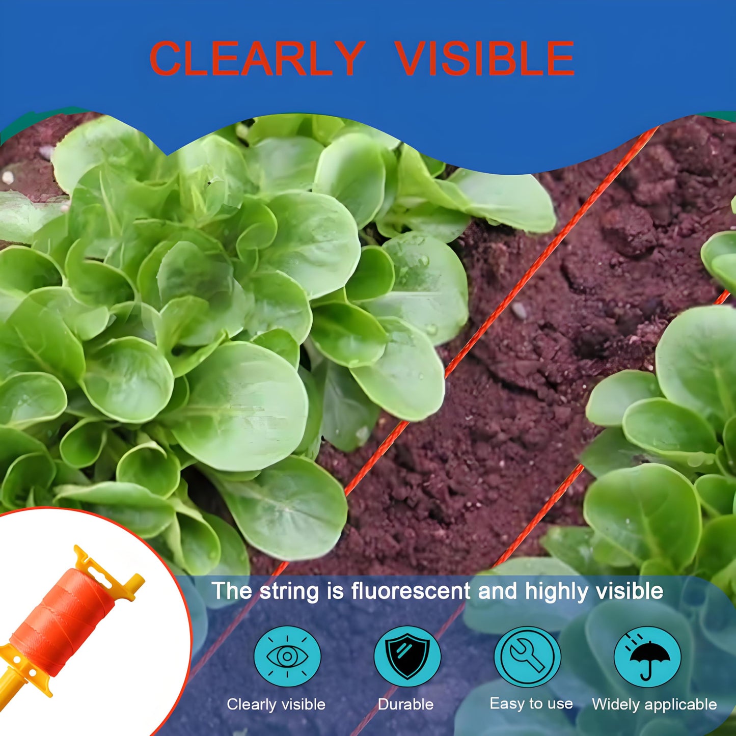 Mason Line with Handle, Reloadable Reel, #18 Braided Nylon Line, 600 Feet of High Strength Nylon Line for Gardening or Masonry Tools, Kite Twine, Fluorescent Yellow