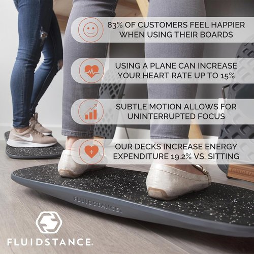 FluidStance Adult Balance Board - USA-Made Anti-Fatigue Wobble Board for Standing Desks | 360° Rocker Design