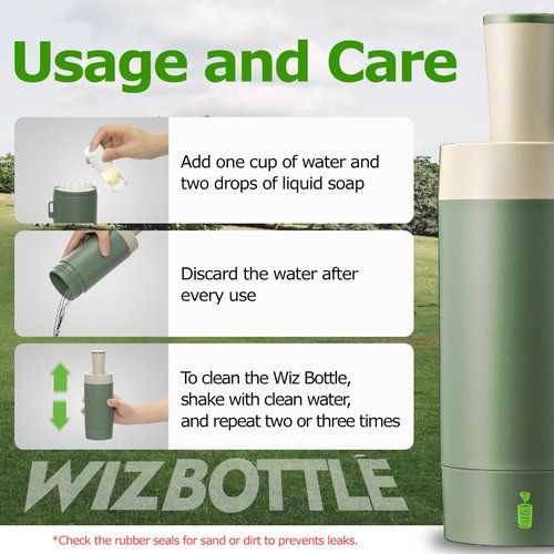 Wiz Bottle Golf Ball Cleaner Washer – Portable, Tool-Free, Patent-Pending Dirt Filter – Perfect Golf Gift for Tournaments, Men, Women, and Kids