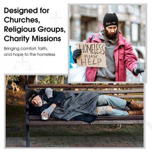 JenPen 30 Pack Jesus Winter Beanie Hats Jesus Love You Unisex Hat for Homeless Gift Christian Donation (Black)