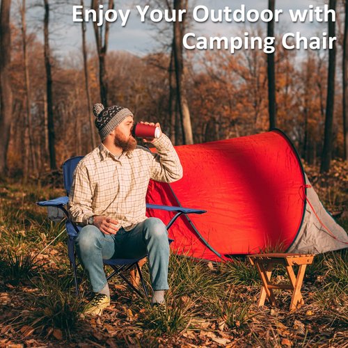 SAILARY Folding Camping Chair with Cup Holder & Side Storage Bag, 300lb Capacity, Lightweight 5.5lbs Portable for Beach, Picnic, Sport, Cyan