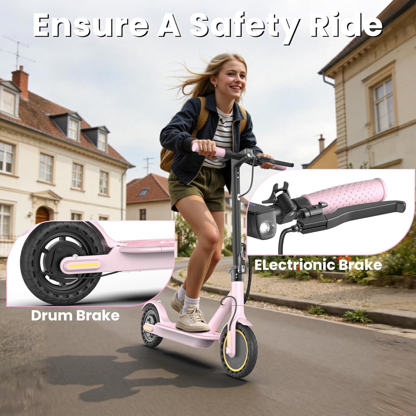 WERHY Foldable Kids Electric Scooter - 350W Motor, 12-16 Miles Range, 19 MPH Speed, Lightweight Design