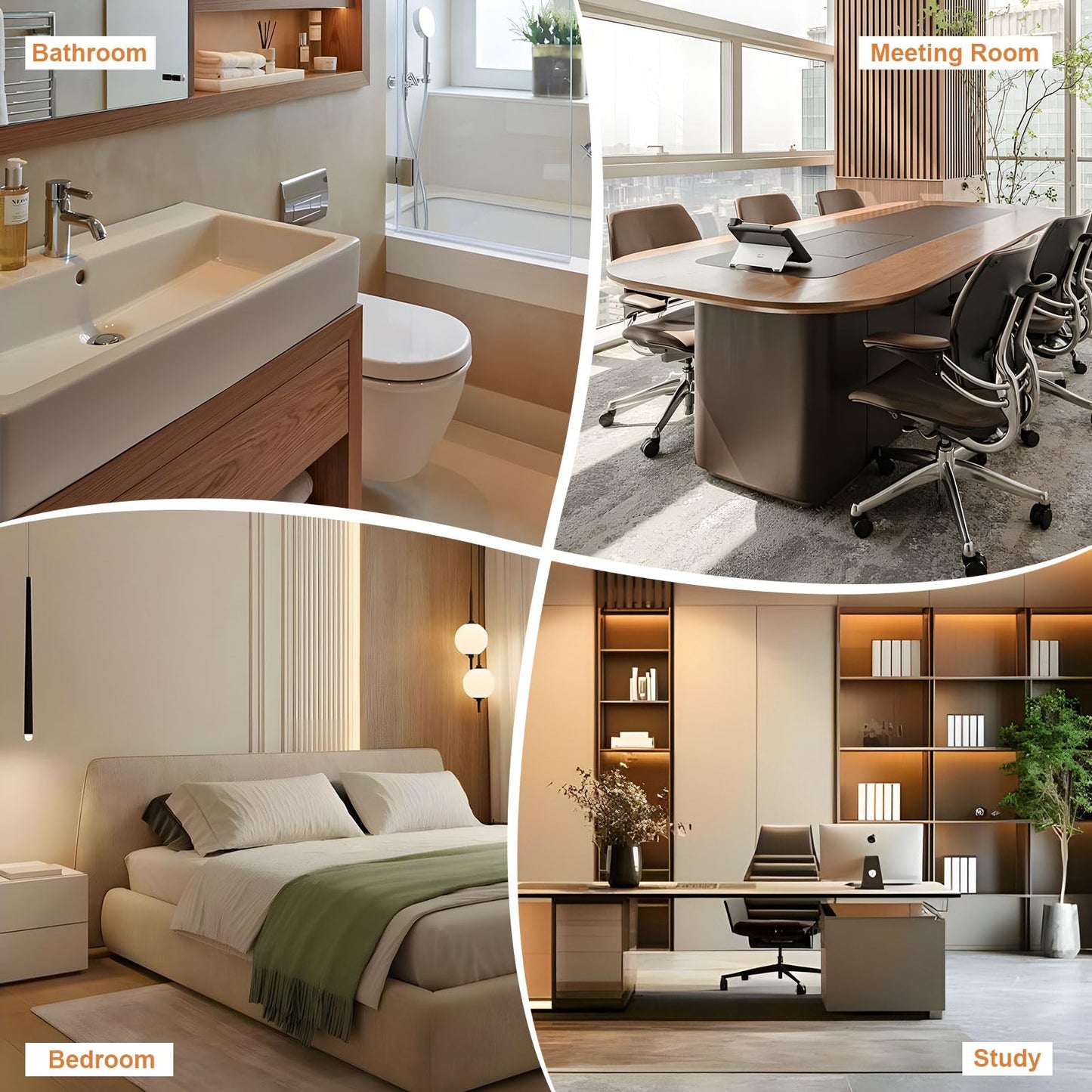 Probrico Door Handles Interior Brushed Gold Privacy Door Handle Lever, Bedroom Bathroom Door Lever Wave Style, 6 Pack