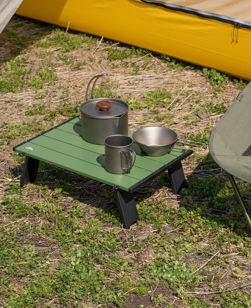 iClimb Ultralight Compact Mini Beach Picnic Folding Alu. Table with Carry Bag, Two Size (Green, S)
