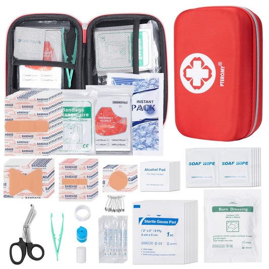 PTEROMY 300 Piece First Aid Kit, Portable Small Emergency Kits Compact 1st Aid Kit with Hard Storage Case for Car, Travel, Home, Camping, Outdoor, Hiking