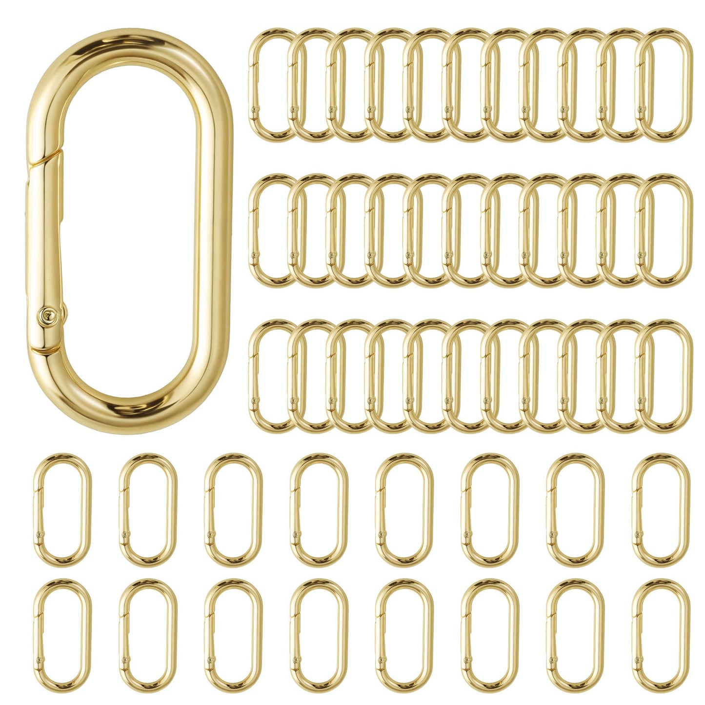WTYONZEL 50Pcs Gold Oval Shape Carabiners Clip,Cute Carabiners Keychain Purse Clip, Heavy Duty Opening O Ring Carabiner for Keychains,Backpacks, Keys