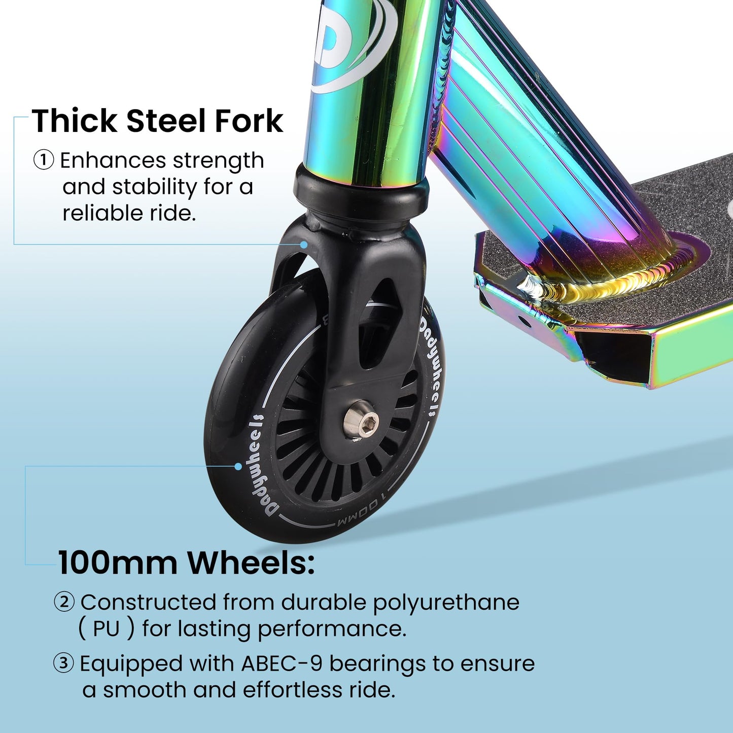 Pro Scooters for Kids 8 +, Teens and Adults | Two Different Scooter Heights 31.5” and 36.6”to Choose from | Rainbow