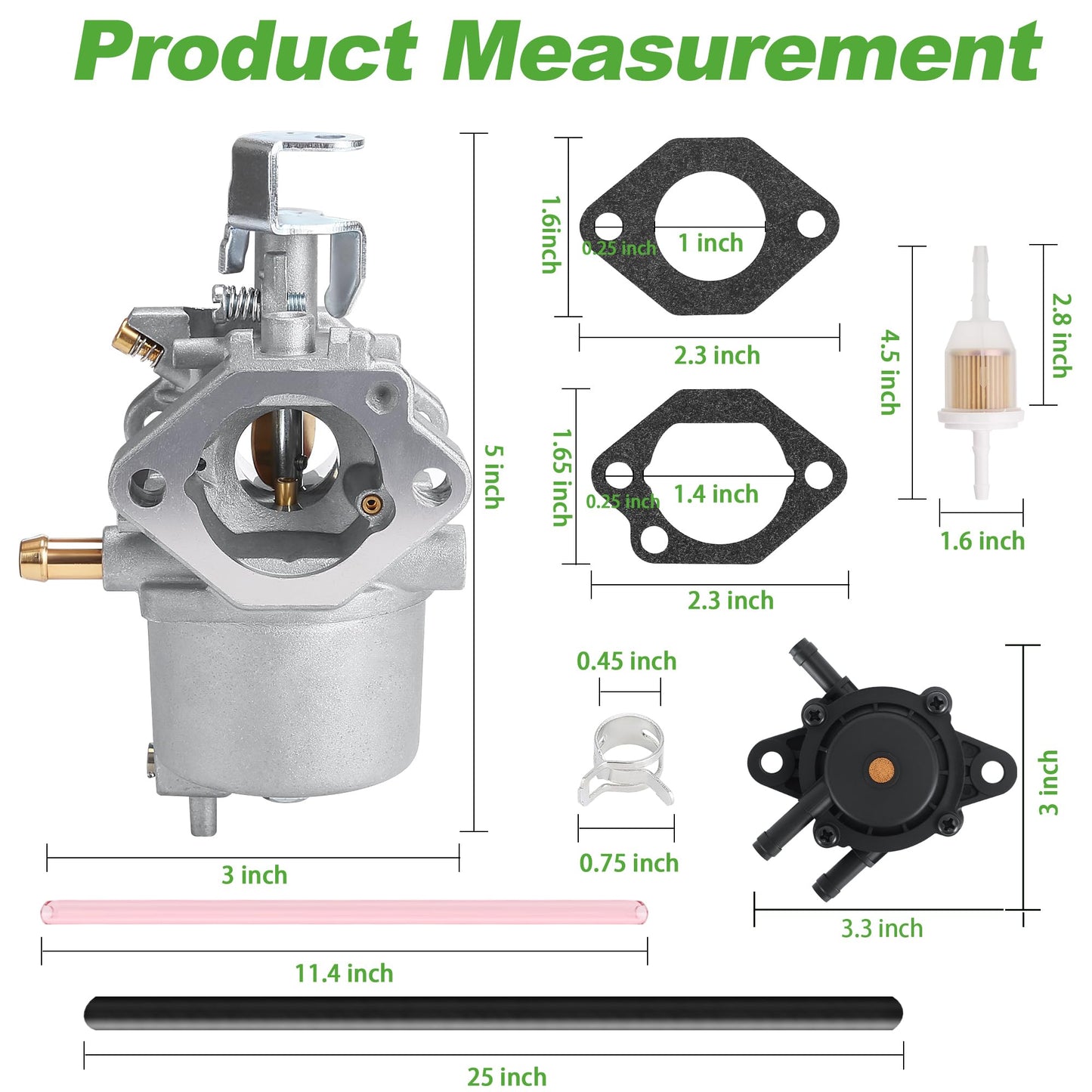 10L0L Golf Cart Carburetor Kit Compatible with Club Car DS, Precedent, Turf, Carryall & Kawasaki FE290 Engine, OEM# 101805601 101905601 17561 1016438 1016439 1016440 1016441 1016478