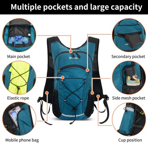 DOJUNS Hiking Backpack Lightweight Travel Backpack 20L Waterproof Hiking Daypacks Camping Backpack for Men Women (Lake Blue)