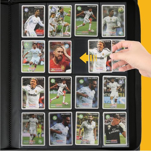 GERMUN Trading Card Binder - Premium 16 Pocket Card Holder for 1000+ Cards | Double-Sided Album in Carbon Black