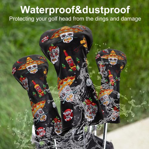 Golf Club Head Cover 3 Wood Headcover Sugar Skull (for Fairway(1pcs))