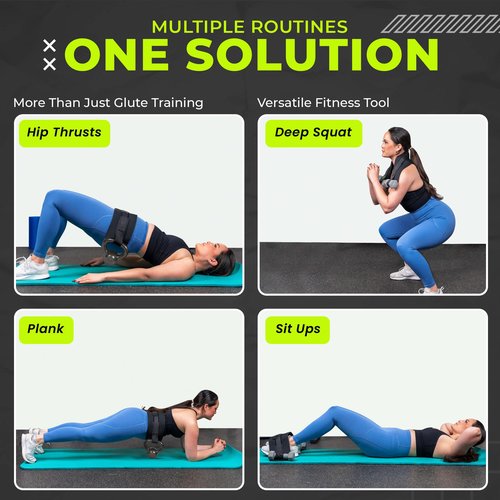 Adjustable Hip Thrust Belt for Dumbbells, Kettlebells & Plates | Slip-Resistant Padding For Hip Protection | Portable & Comfortable Booty Belt For Women | Ideal For Gym, Home & On-The-Go Workouts