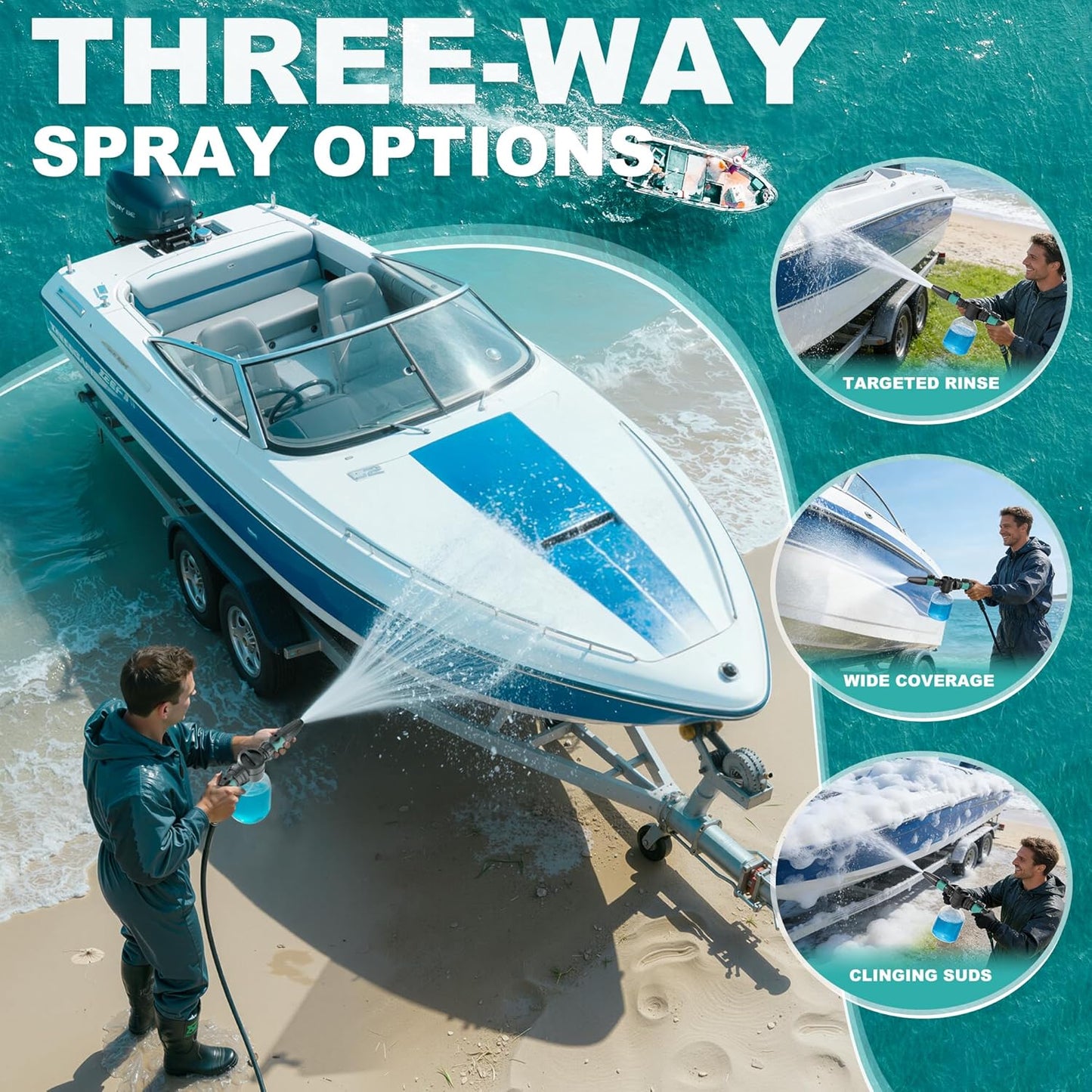 Salt Remover Flush Kit by [Brand Name] - 500ml High Capacity Bottle with Dual Control & 3 Spray Modes for Boats, Engines, and Trailers