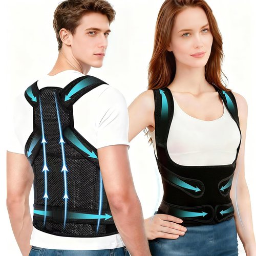 Callicebus Back Brace Posture Corrector for Women Men, Breathable Back Brace for Full Back Support, Adjustable Shoulder Straightener for Spinal Alignment, Hunched Back & Shoulder Pain Relief (Black)