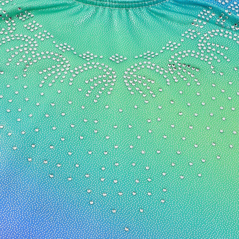 Skiennix Leotards for Girls | Shiny Mermaid Unicorn Design | Toddler Athletic Dance Wear in Blue & Hot Pink