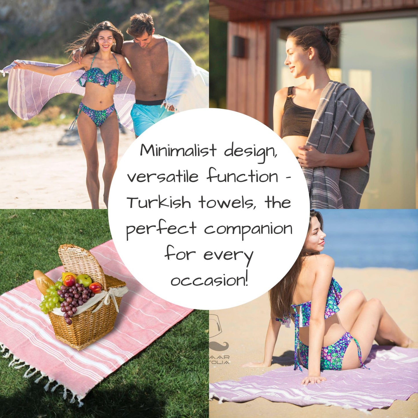 Bazaar Anatolia Turkish Beach Towel – 100% Cotton, Quick Dry, Sand Free Towel for Bathroom, Camping, Travel – Oversized 71x39 Inches – Stripe Pink