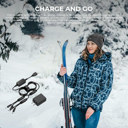 8.4V USB Charger Cable for 7.4V 2200mAh 3000mAh Rechargeable Lithium Polymer Battery for Heated Vests, Jackets, Hats, Socks, Hand Muff, Knee Pads Replacement Power Cord 4 Port