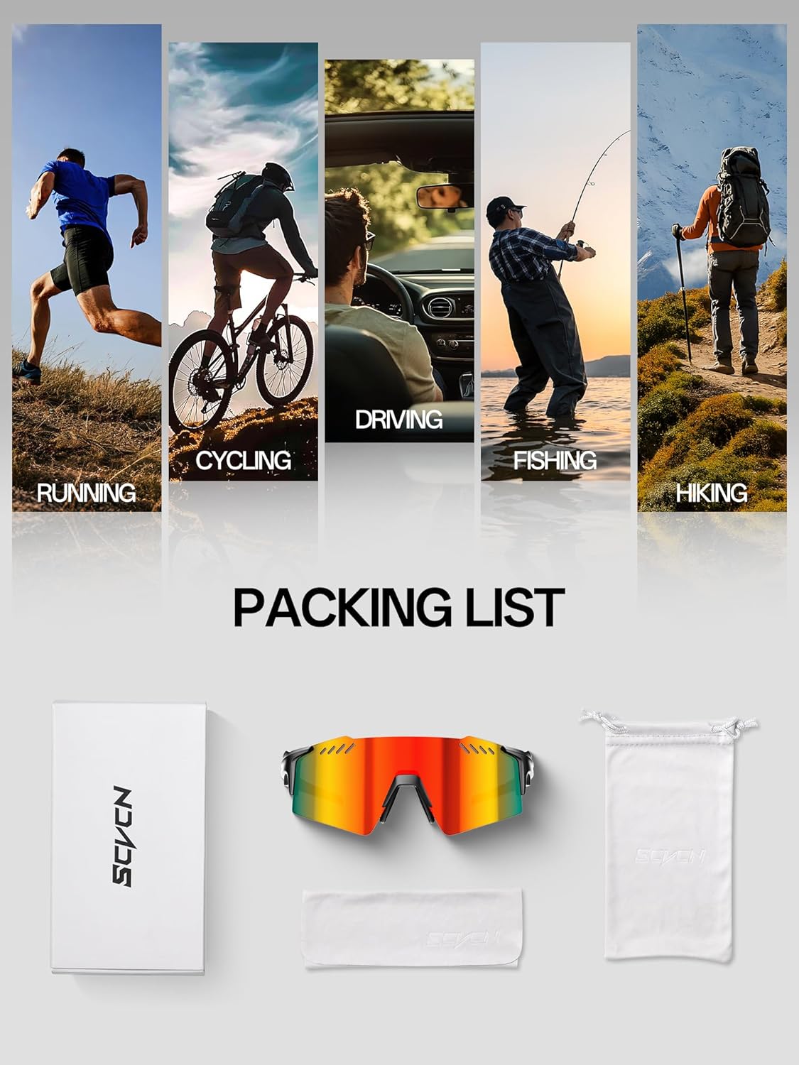 SCVCN Sports Sunglasses - UV400 Protection for Men & Women | Lightweight Frameless Design