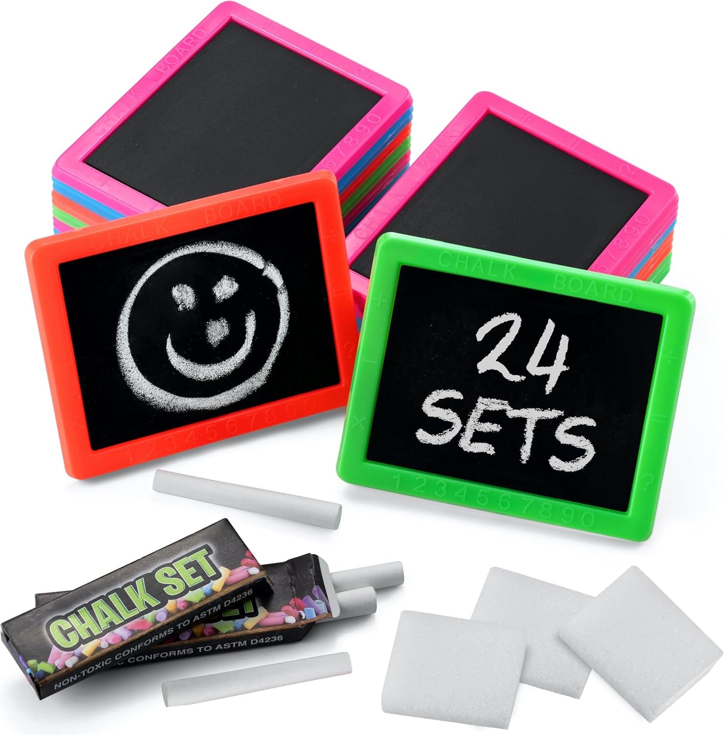 Mini Chalkboard for Kids - Pack of 24 | Fun Birthday Party Favors with 2 Chalk Sticks & Eraser