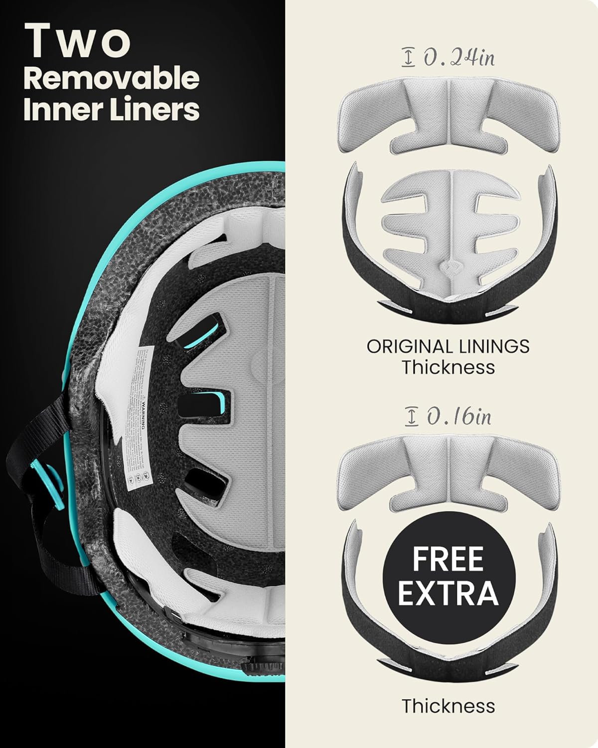 OutdoorMaster Skateboard Cycling Helmet - Ventilated Design with Two Removable Liners | Multi-Sport Use for All Ages