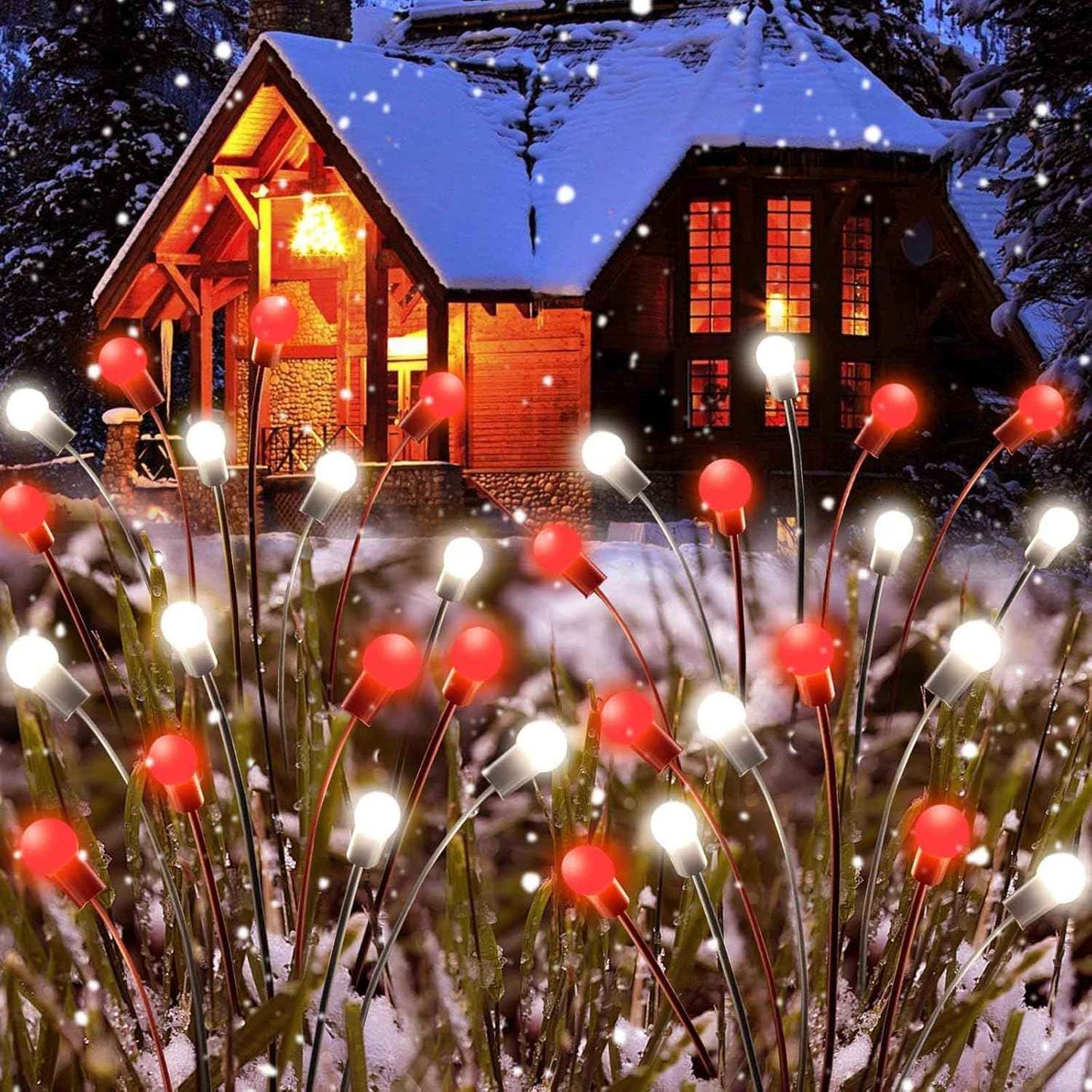 48 LED Solar Halloween Lights - 6 Pack Purple & Orange Waterproof Firefly Lights for Garden & Patio Decor