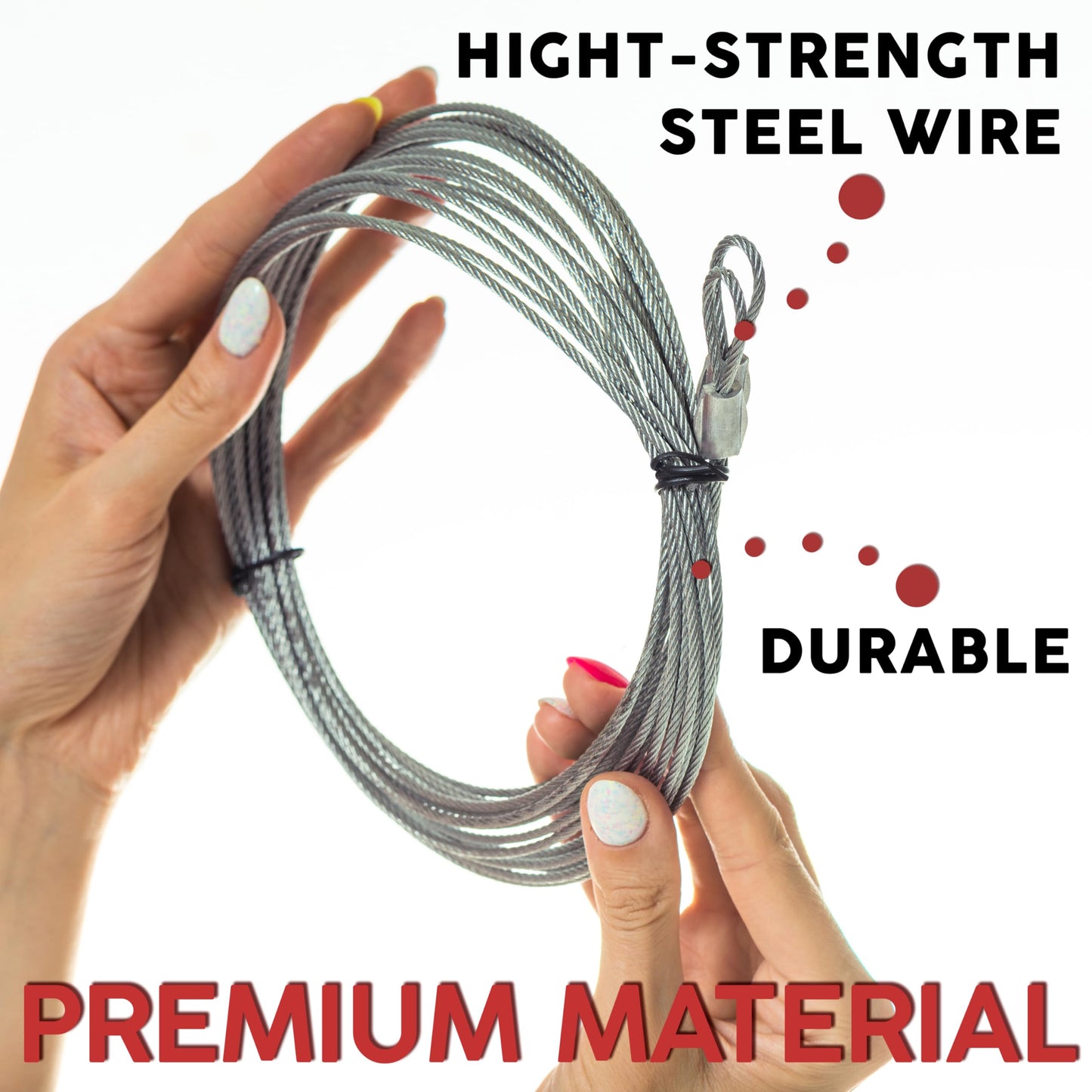 2 Pack, 8.5 FT Garage Door Cables Torsion Spring Wire, Replacement Cable Wire, Garage Door Replacement Parts