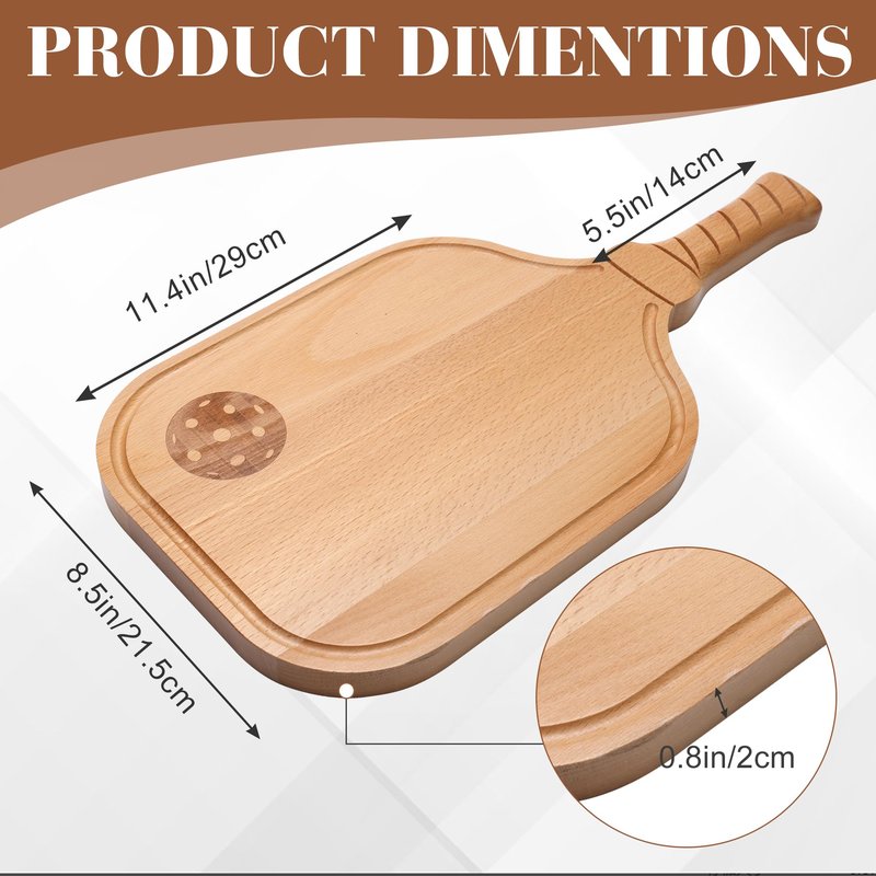 Solaradgy Pickleball Paddle Snack Tray, Pickleball Paddle Charcuterie Board Suitable for Cutting Vegetables and Arranging Foods Such as Cheese and Steak, Equipped with Sturdy Wooden Handle