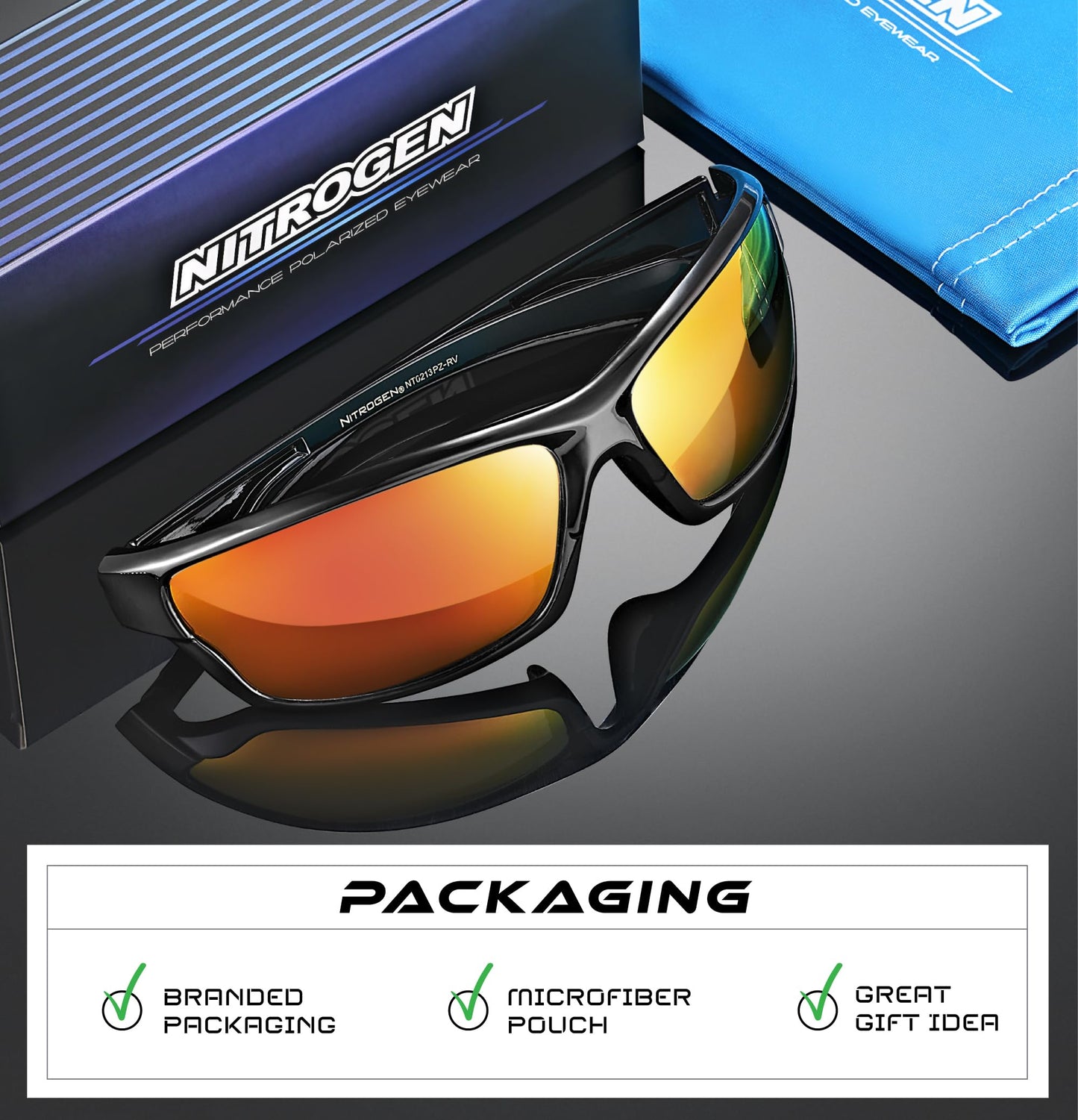 Nitrogen Polarized Wrap Around Sport Sunglasses for Men Women UV400 Driving Fishing Running Sun Glasses