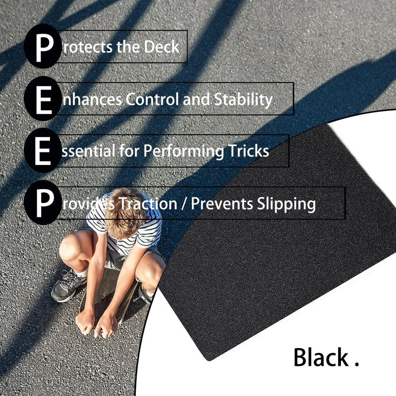 MYANGHAOT Premium Skateboard Grip Tape 39.4” - Single Sheet, Superior Traction Non Slip Tape for Skateboard, Stair (Black)