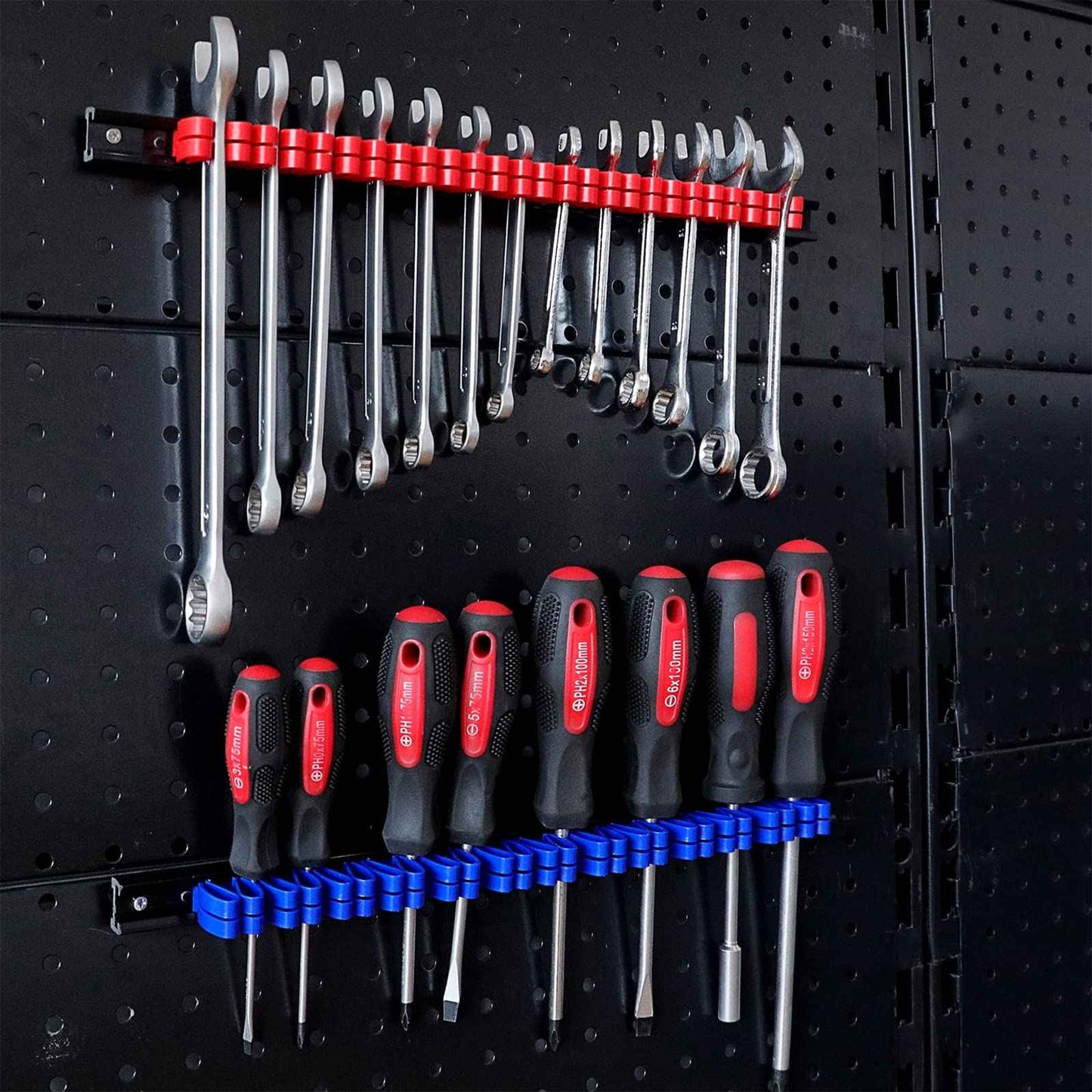 EMENTOL 10 PCS Screwdriver/Wrench Organizer, Plastic Rail Wrench Hanger, Hand Tool Holder, Perfect for Organize