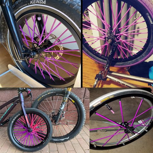 72Pcs Universal Spoke Skins Cover - Ovelur Wheel Spoke Wraps Skins Pipe Trim Decoration Protector For Motorcycle Dirt Bike Yamaha Harley Suzuki(Purple)