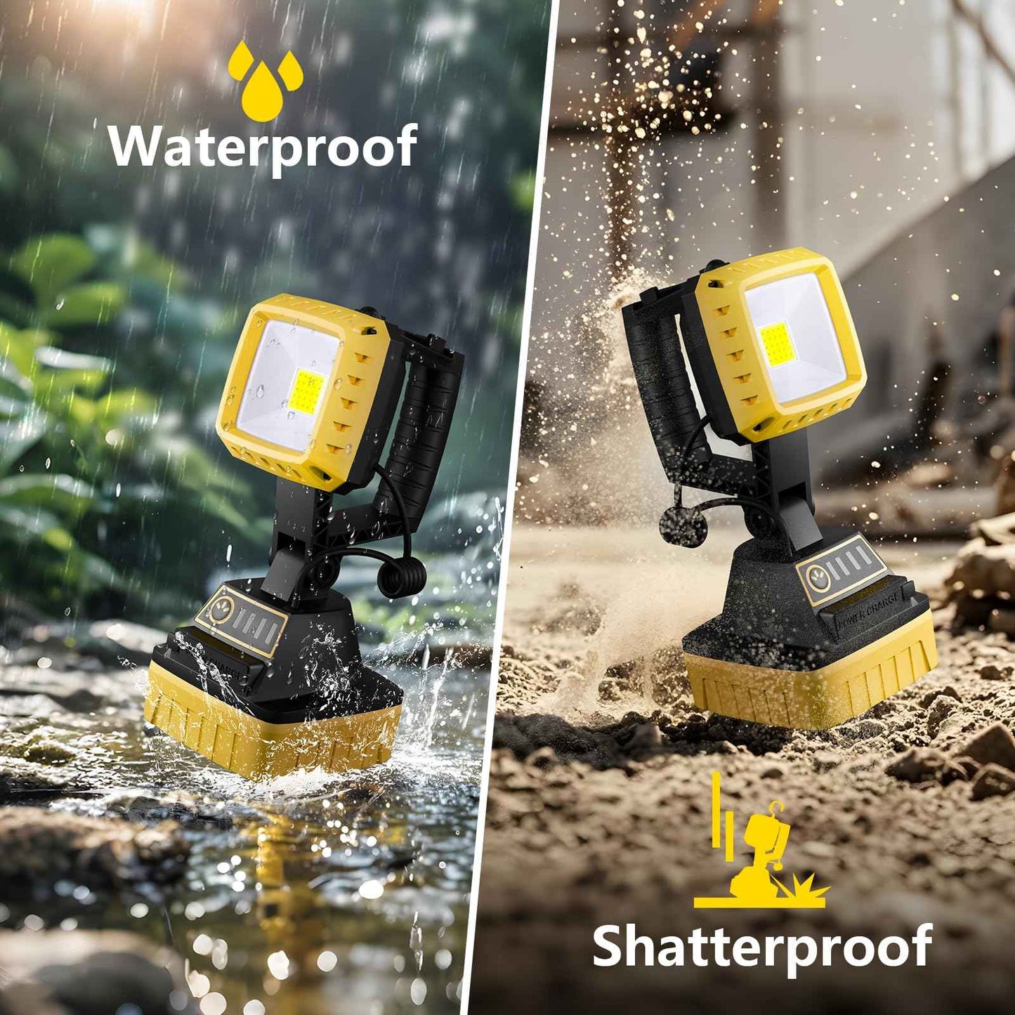 WENFENG Rechargeable LED Work Light, 3 Modes Rotate Spotlight Flashlight, Magnetic Base and Hook Mechanic Light, Waterproof Handheld Spot Light Searchlight for Outdoor, Repairing, Emergency