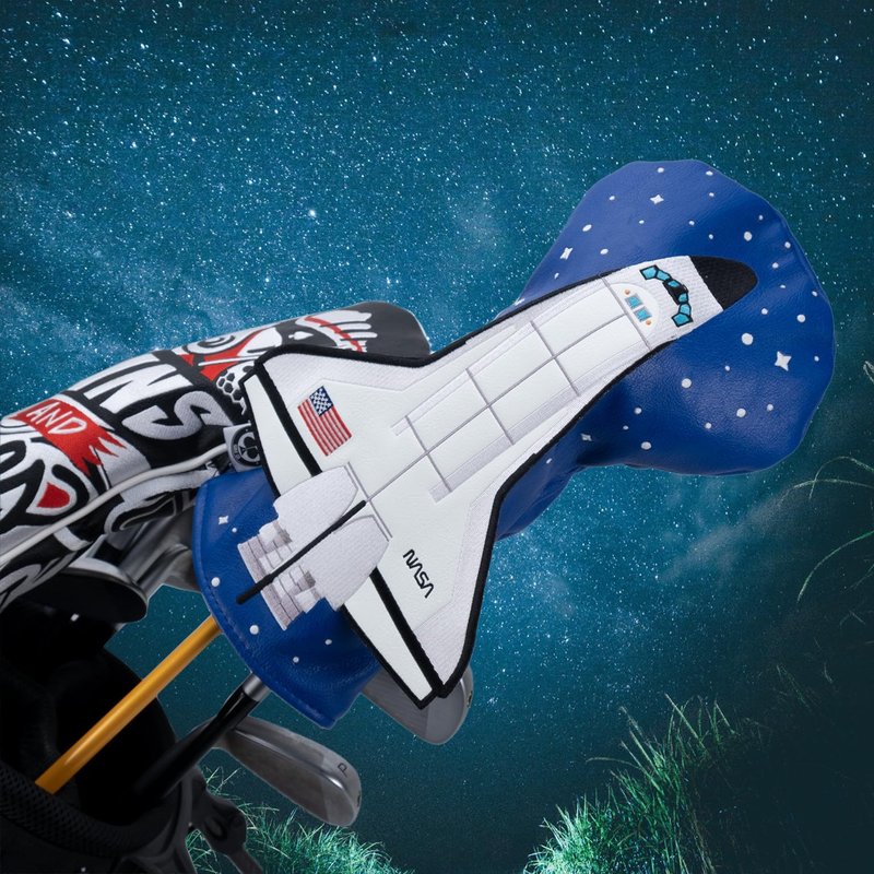 Pins & Aces NASA Head Cover - Premium, Hand-Made Leather Headcover - NASA Space Shuttle, Tour Quality Golf Club Cover - Style and Customize You Golf Bag (Driver)