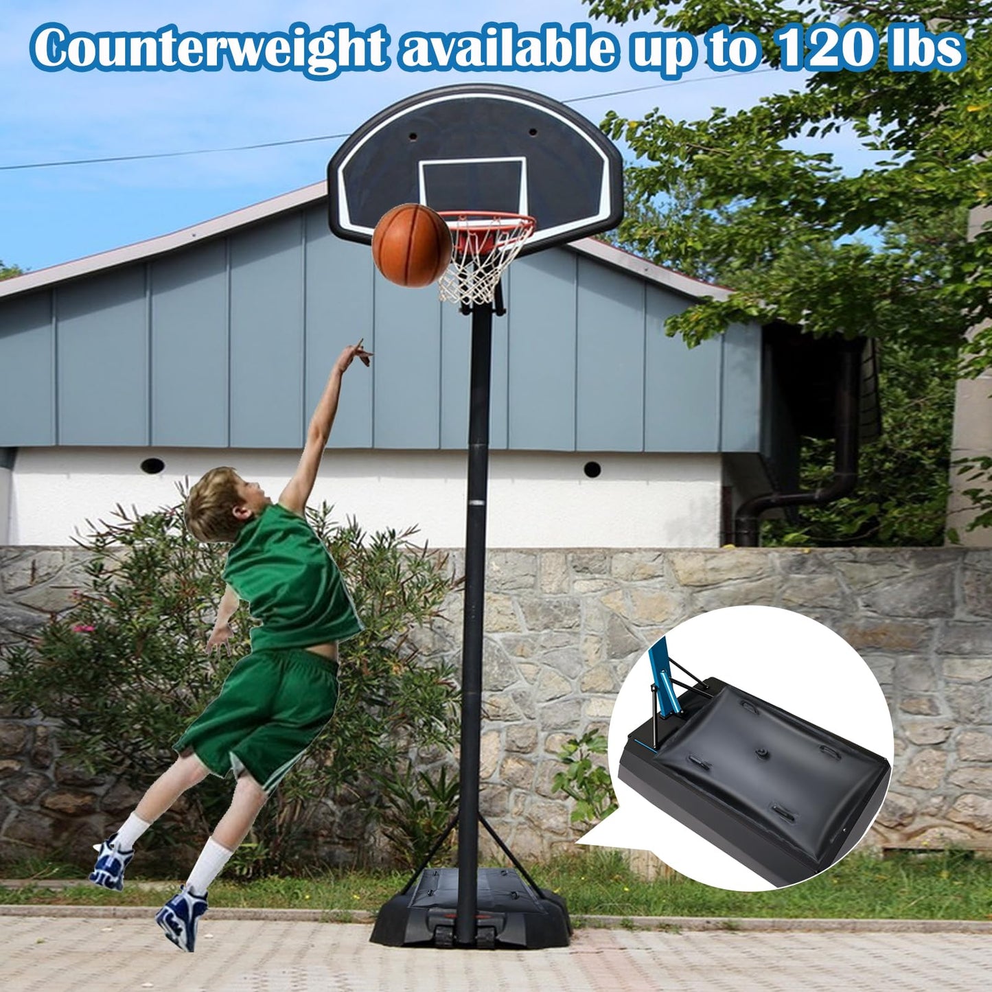 Portable Basketball Hoop Sandbag Heavy Duty Weighted Base Anchor for Basketball Hoops Base Weights Bag Waterproof Dustproof PVC Waterproof Weighted Bottom Anchor Stand Sand Bag Hold 120lbs with Funnel