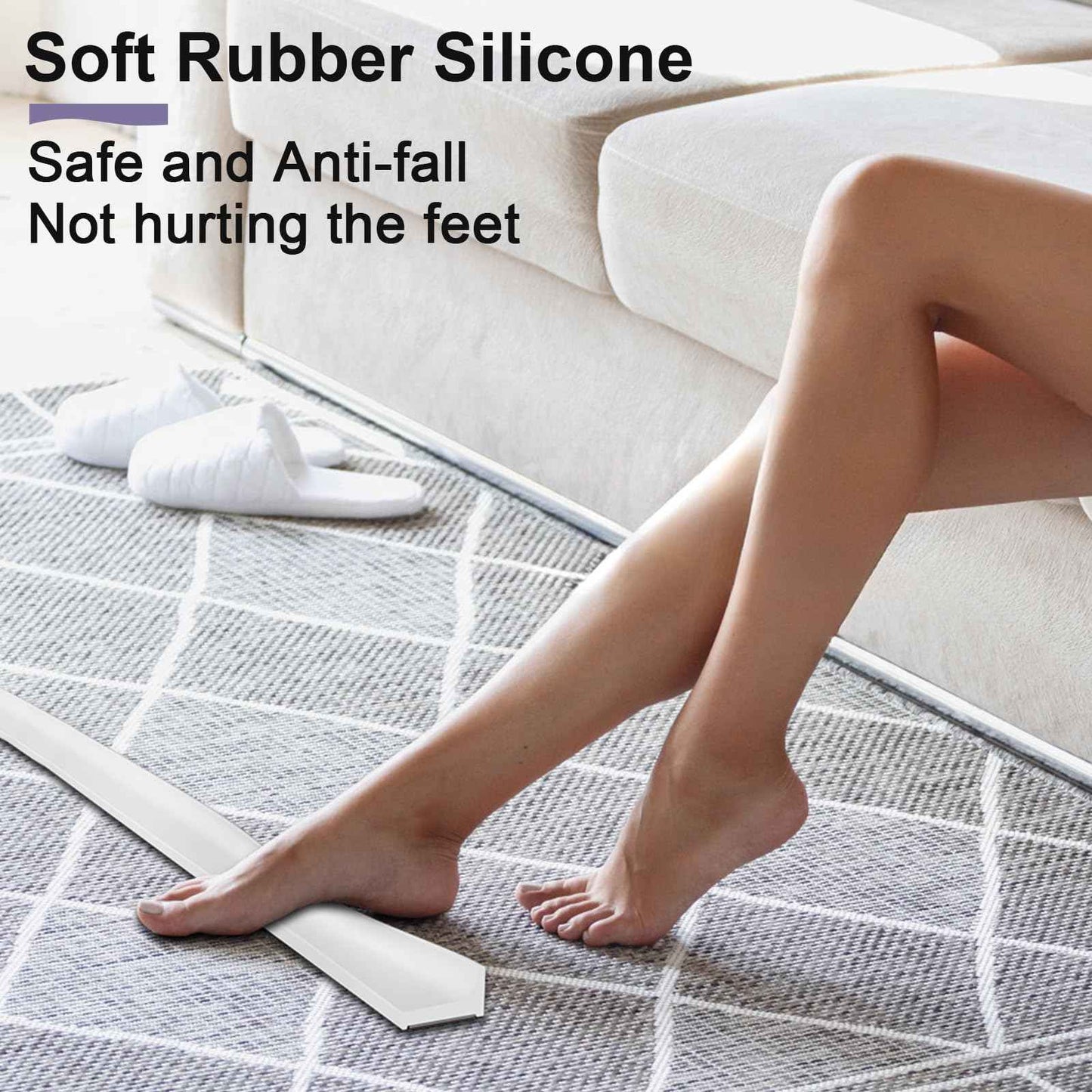 Hzetuu Shower Threshold Water Dam Barrier - Versatile, Silicone Shower Water Guard Stopper Seal Strip for Bathroom Floor, Bathtub Rim, Kitchen Countertop (White, 98 In/ 2.5M)