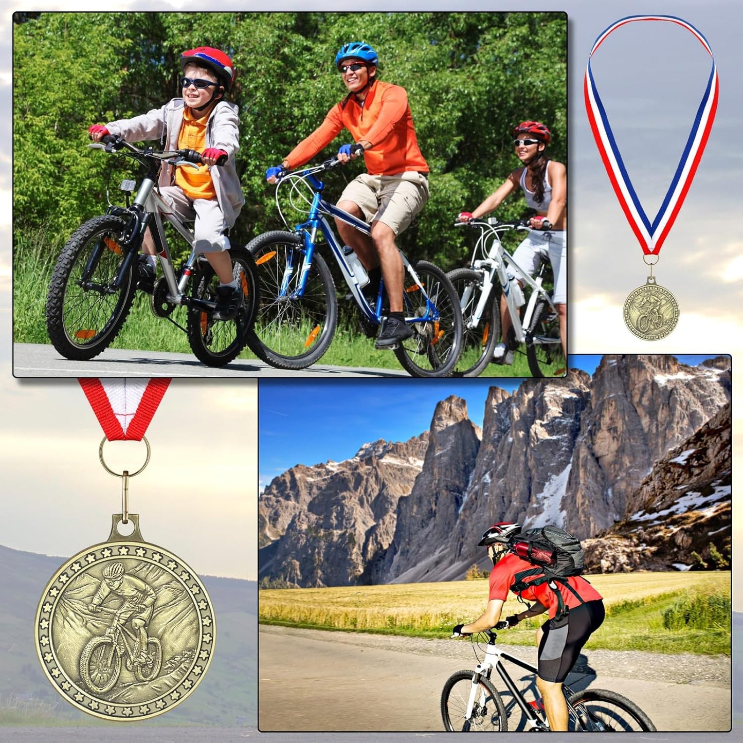 Skiennix Gold Cycling Medals - 12 Pcs Bulk Awards with Neck Ribbons for Sports Tournaments & Competitions