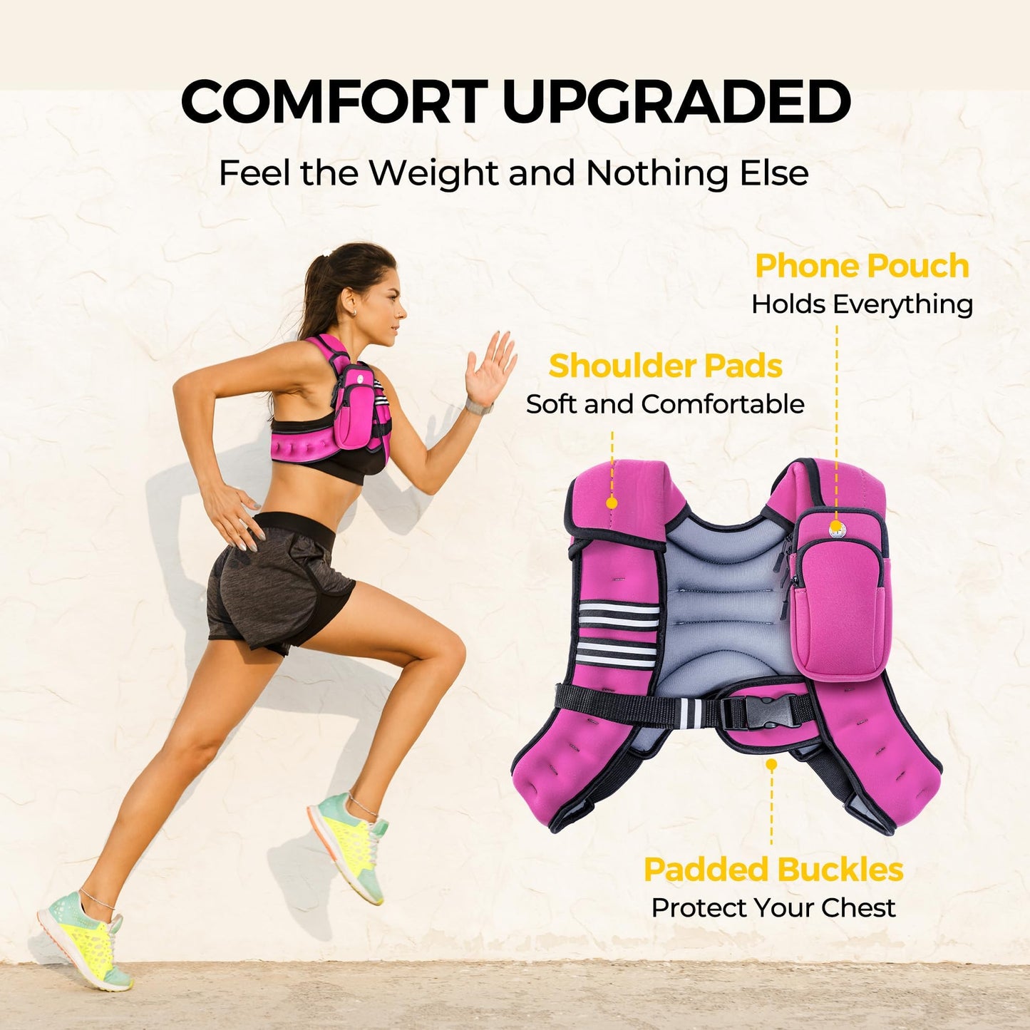 PACEARTH Weighted Vest,6lb/8lb/10lb/12lb/16lb/20lb/25lb/30lb Weight Vest with Reflective Stripe, Body Weight Vests for Women, Men, Weight Loss Workout, Strength Training, Running, Walking, Jogging