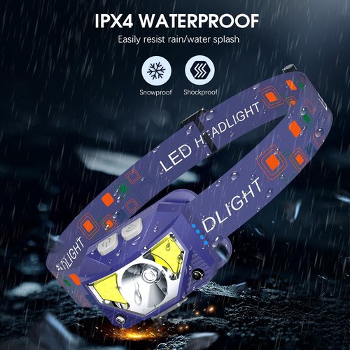 LHKNL Ultra-Bright LED Headlamp Flashlight - Rechargeable, Waterproof, 8 Modes | 2-Pack, Blue