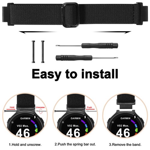 Farluya Elastic Nylon Watchband Compatible with Garmin Forerunner 235/220/230/620/630/735XT,Soft Adjustable Sport Stretchy Replacement Strap for Forerunner 235 Lite/Approach S20/S6/S5 Accessory