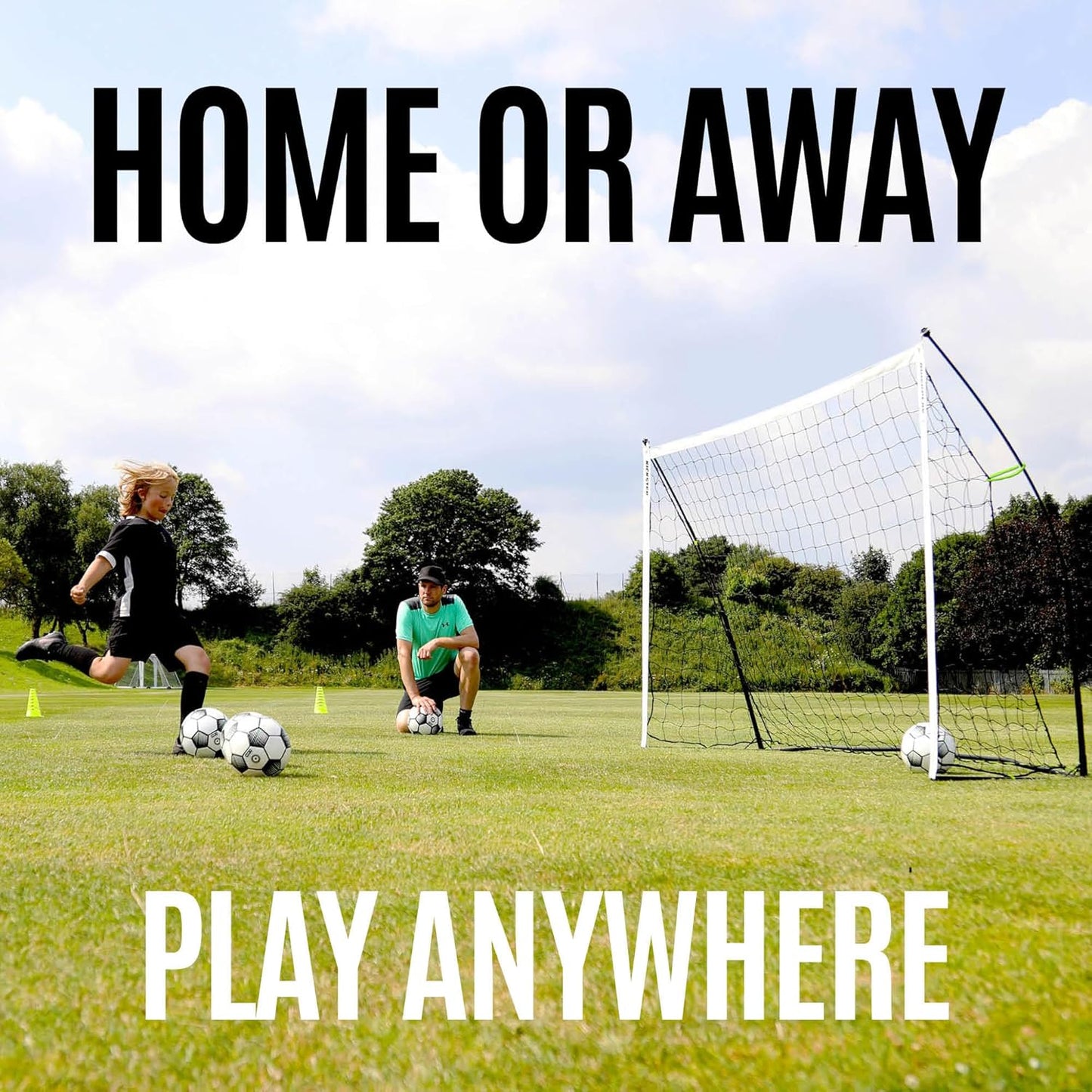 QUICKPLAY Kickster Soccer Goal - Ultra Portable, Easy Setup | Includes Net & Carry Bag | 7 Sizes Available