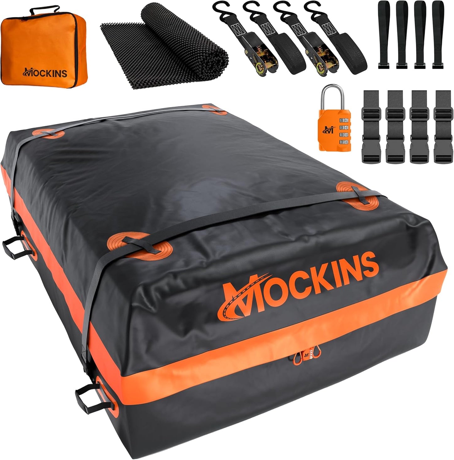 Mockins Rooftop Cargo Carrier Bag - 30 Cu.Ft. All-Weather Soft-Shell Vinyl | 60"x43"x20" for Cars, SUVs & Trucks