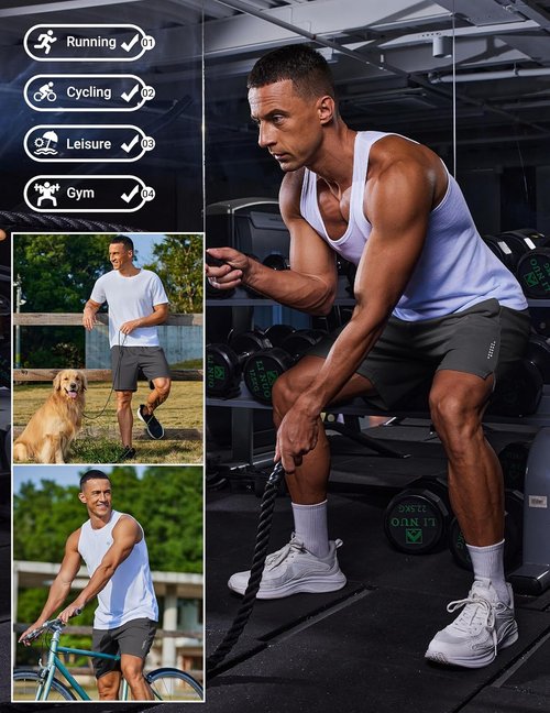 COOFANDY Men's Athletic Gym Shorts - Quick Dry with Zipper Pockets | 7" Workout & Running Shorts