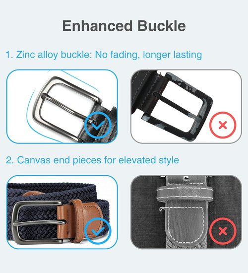 CHAOREN Men's Braided Stretch Golf Belt - Perfect Fit for Casual Pants, Shorts & Jeans